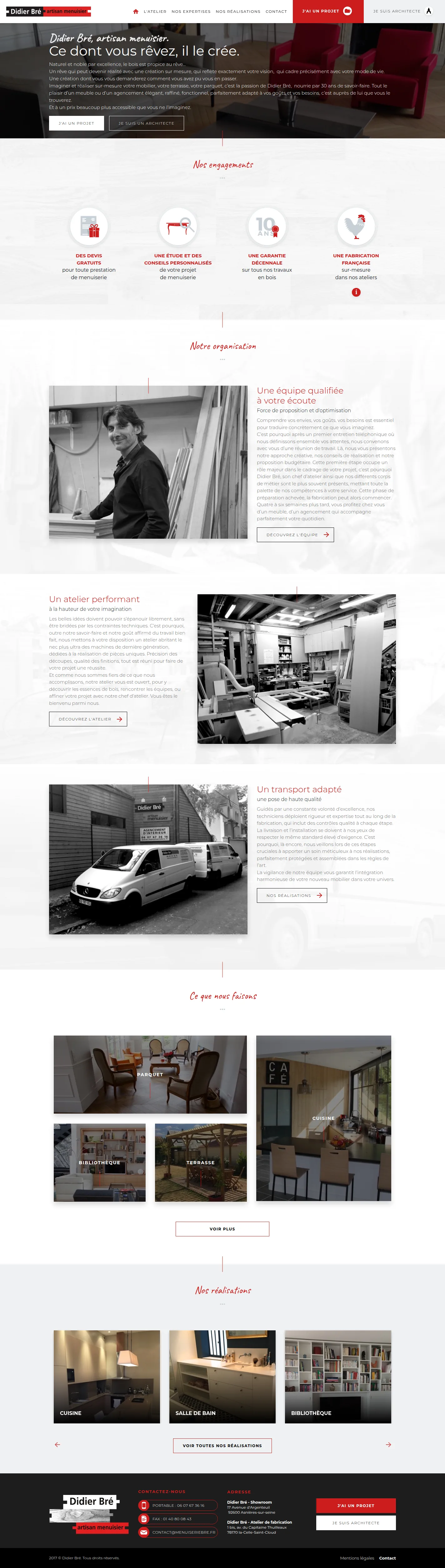 Didier Bré website design, full page