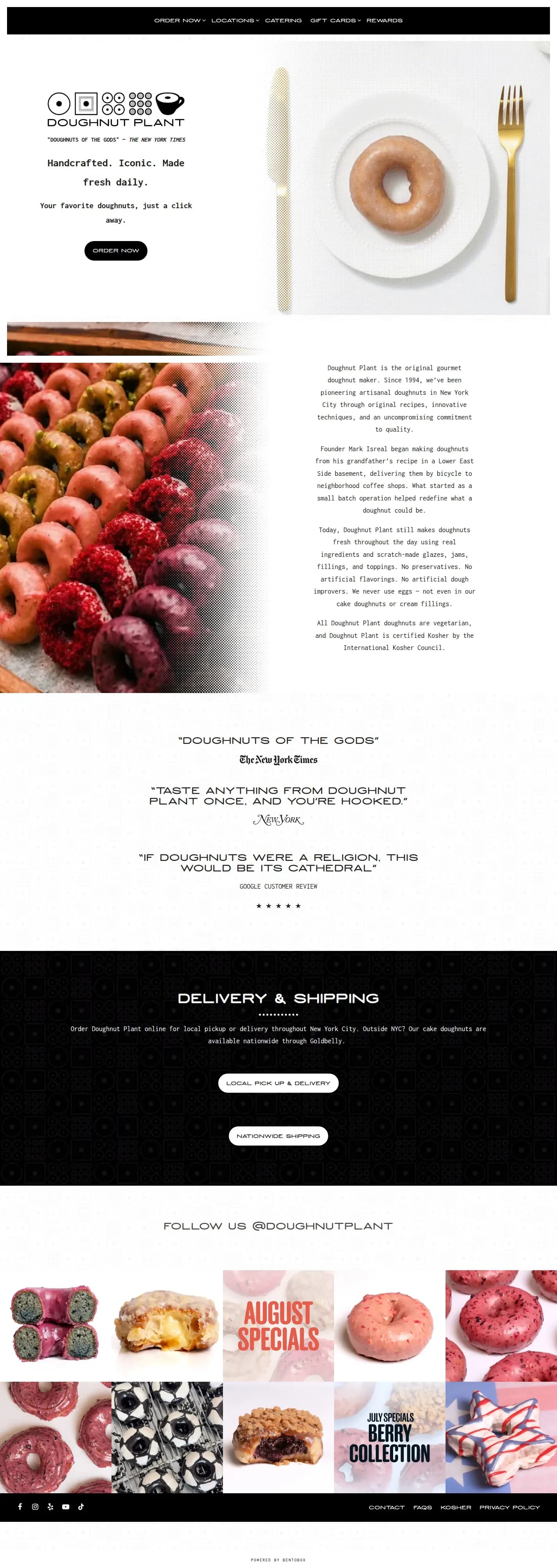 Doughnut Plant website design, full page