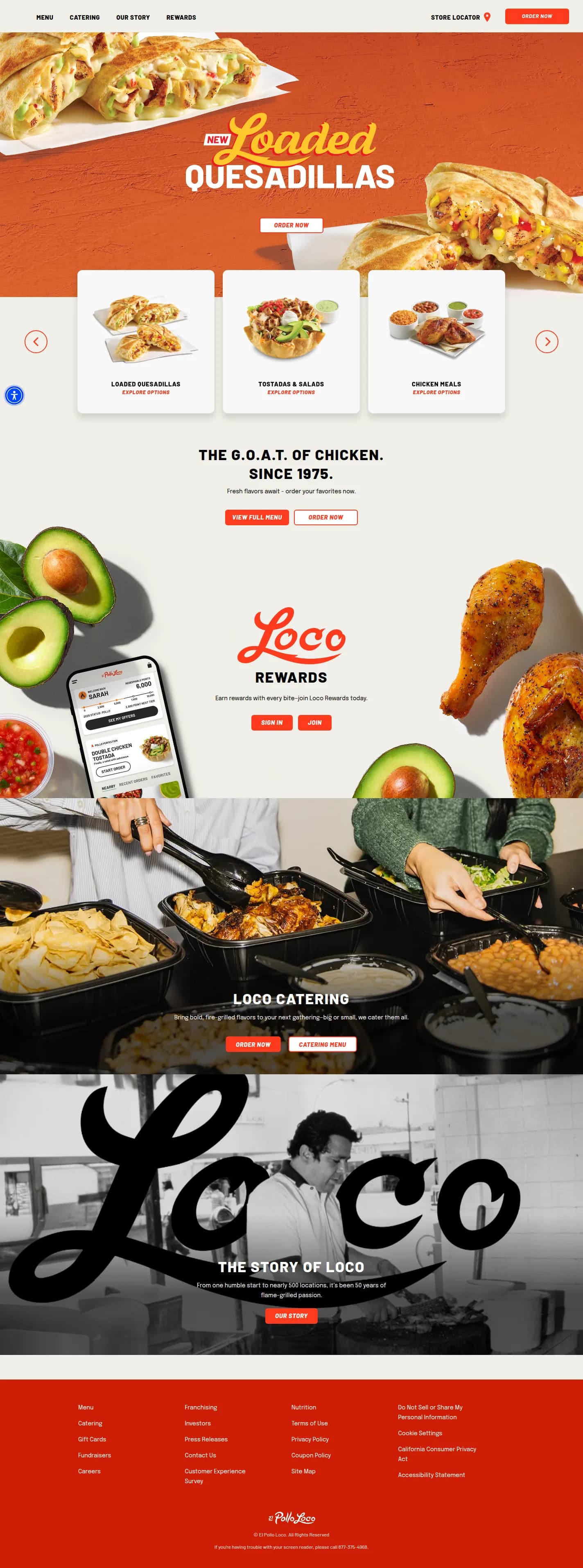 El Pollo Loco website design, full page