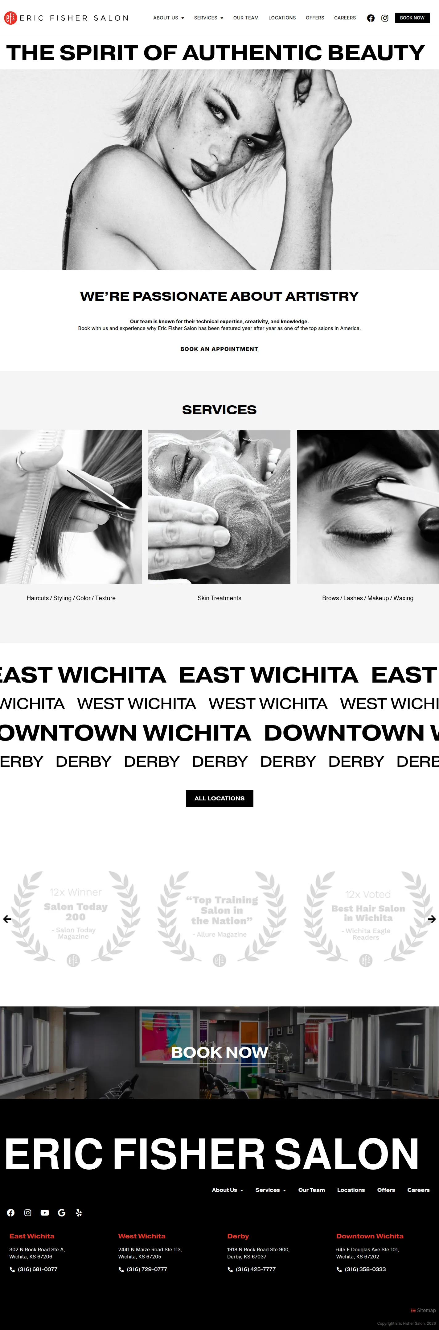 Eric Fisher Salon website design, full page