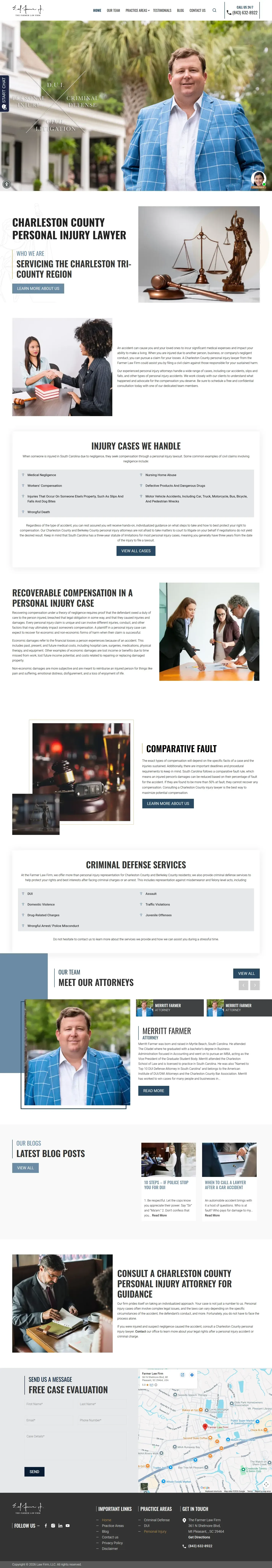 Farmer Law Firm website design, full page