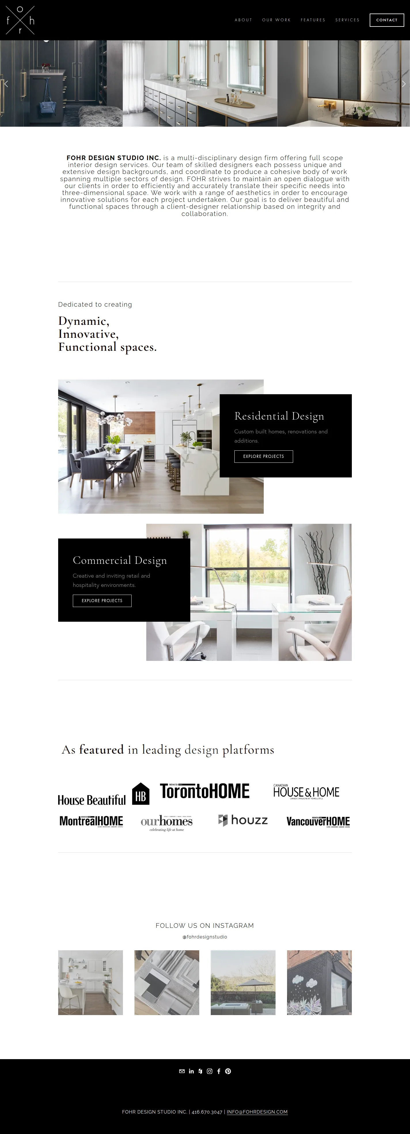 FOHR Design Studio website design, full page
