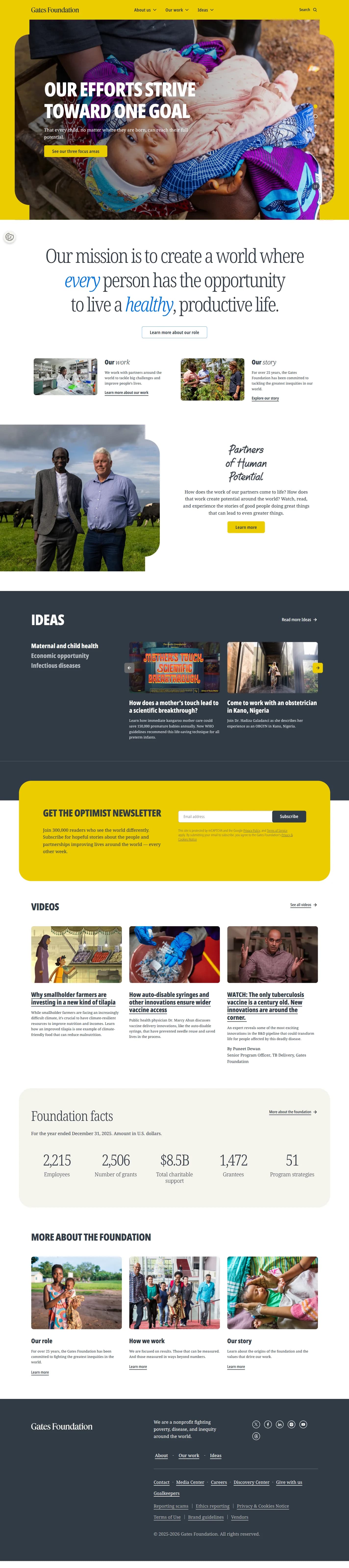 Gates Foundation website design, full page