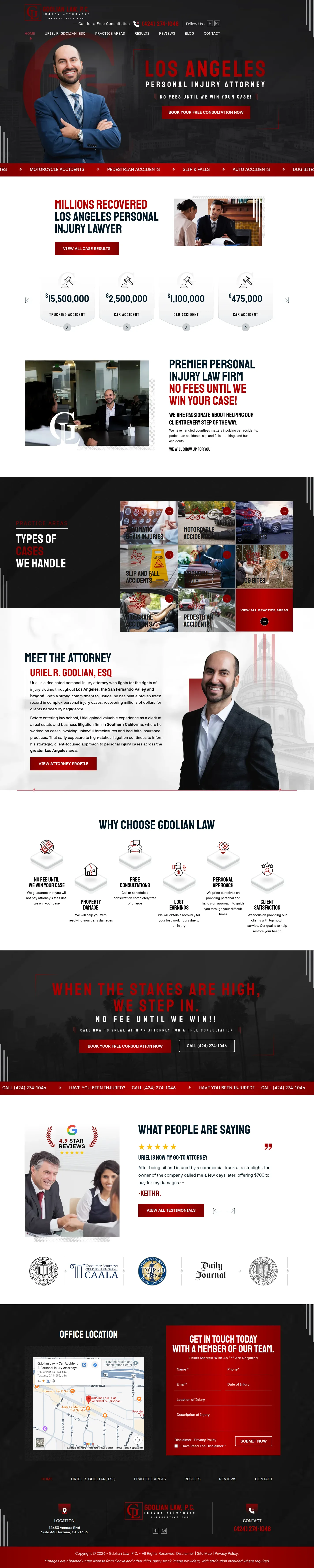 Gdolian Law website design, full page