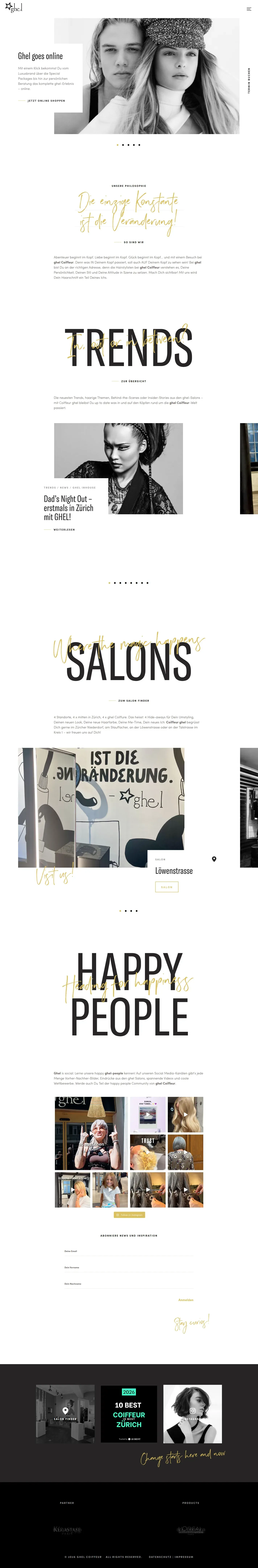 ghel website design, full page