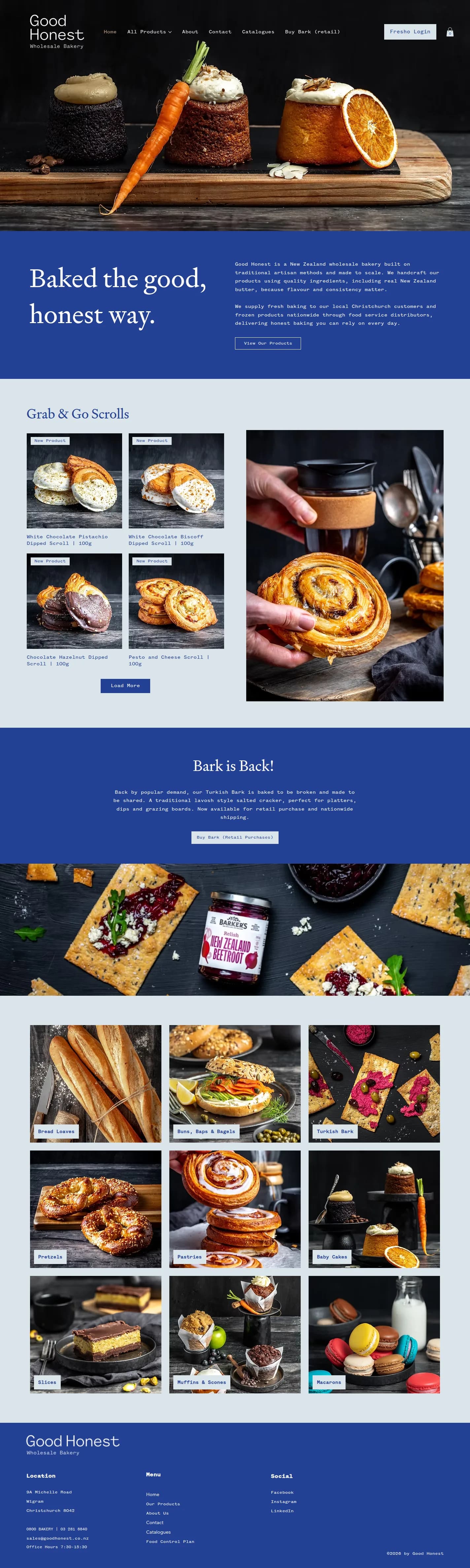 Good Honest website design, full page
