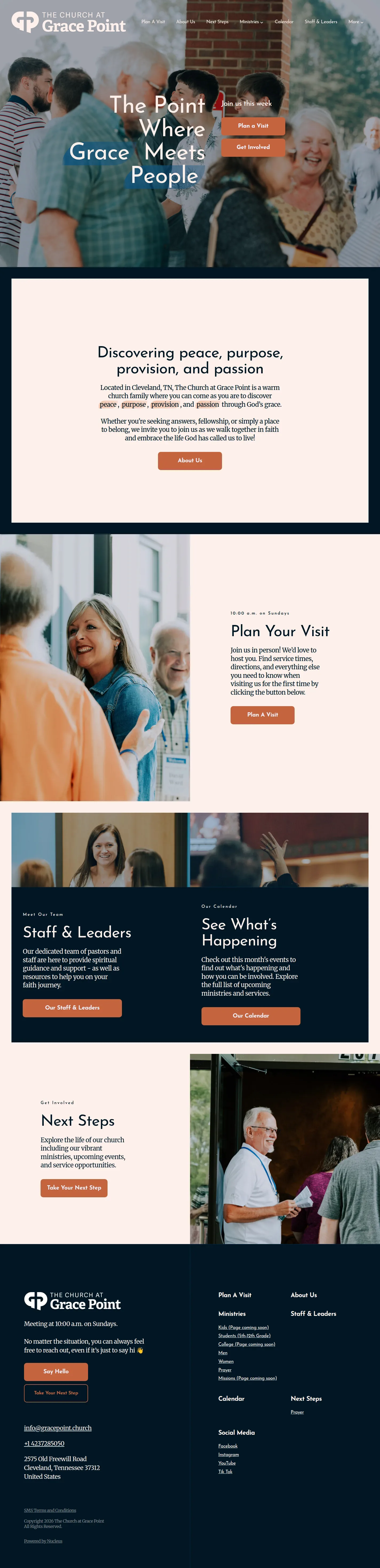 Grace Point Church website design, full page