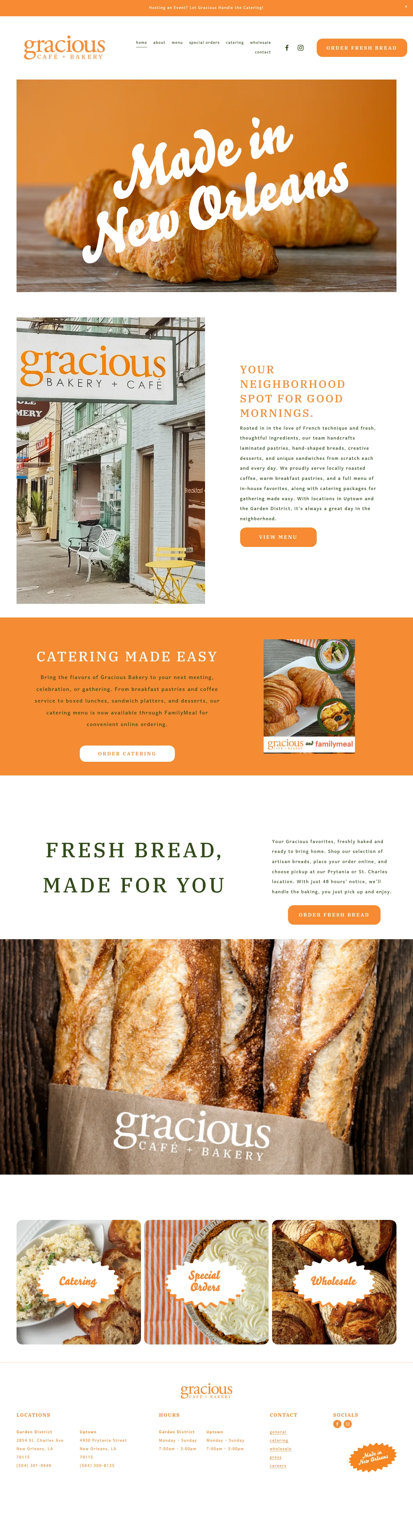 Gracious website design, full page