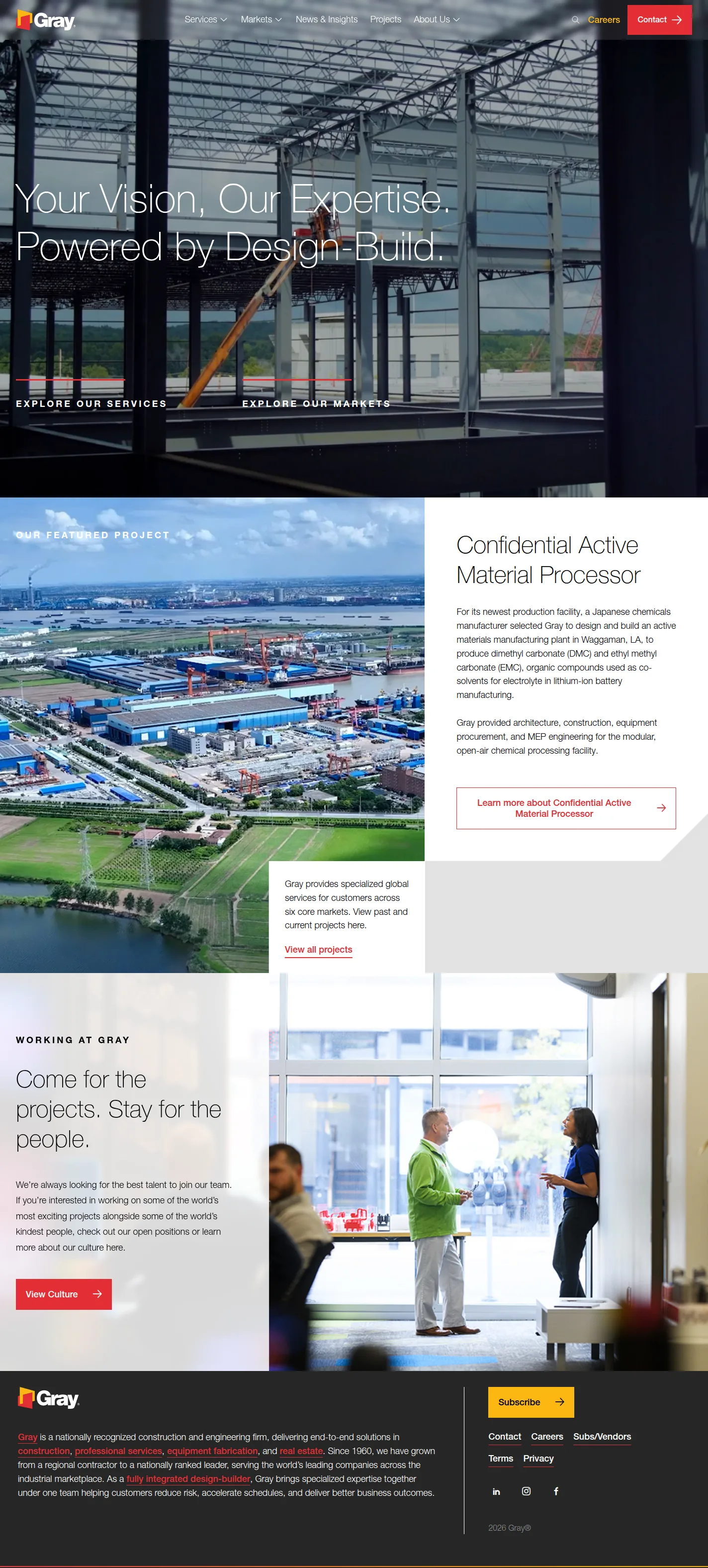 Gray website design, full page