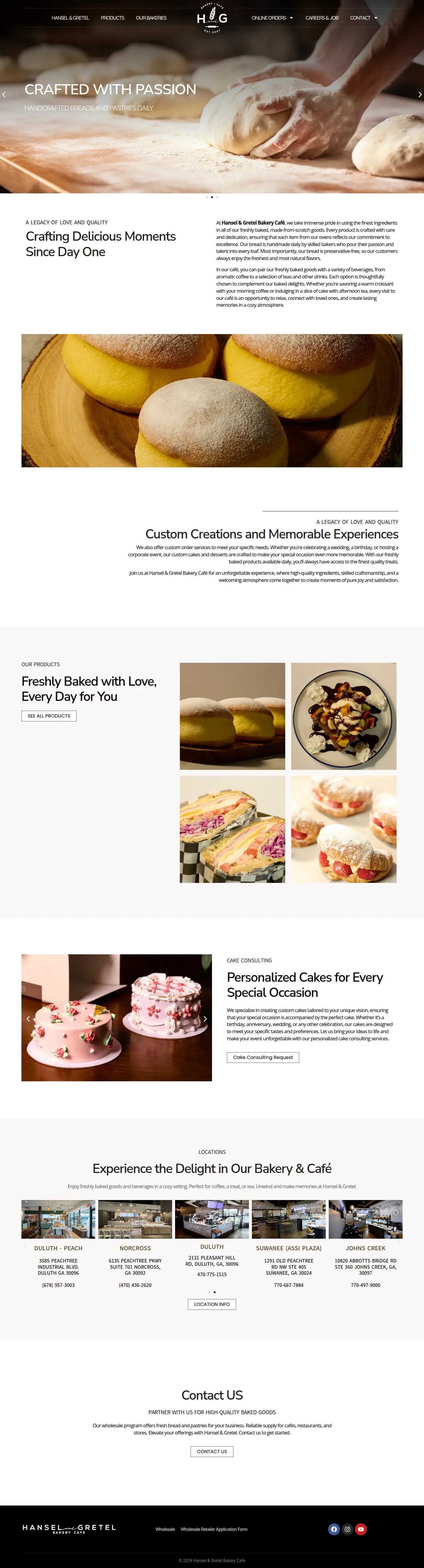 Hansel & Gretel website design, full page
