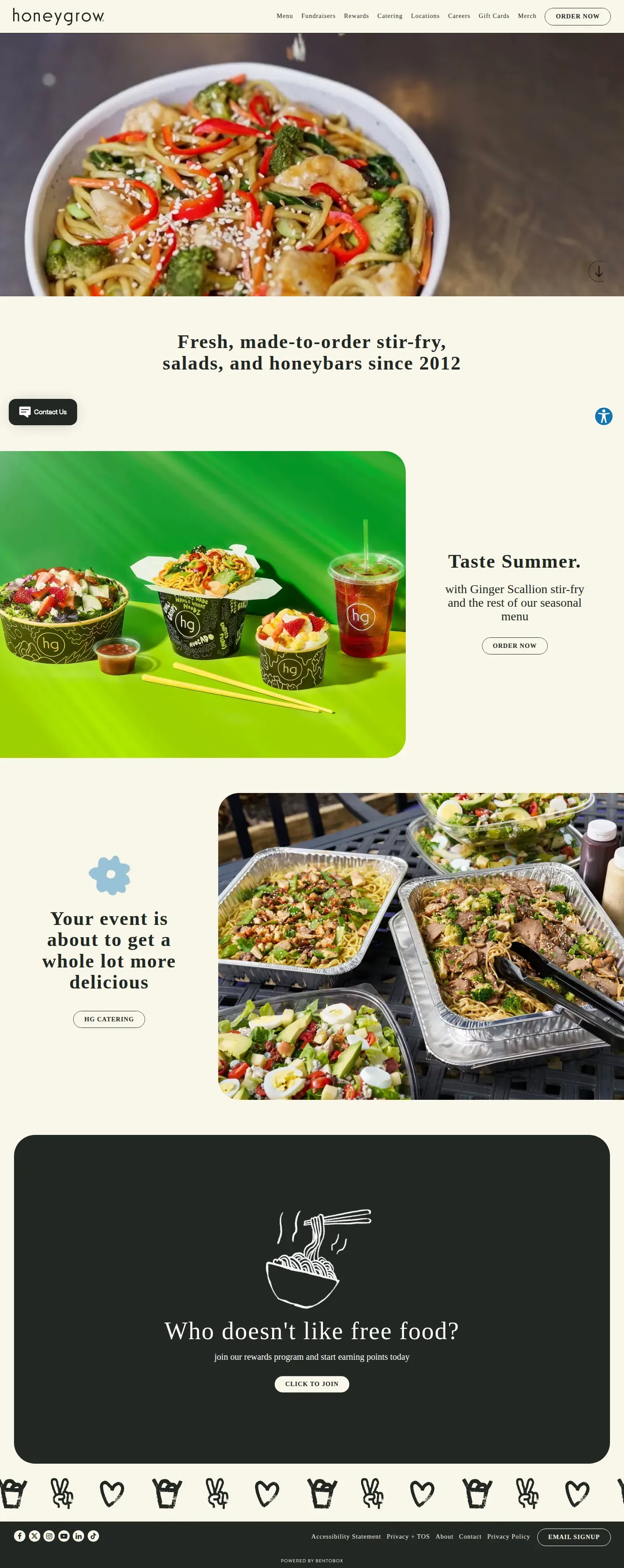 honeygrow website design, full page