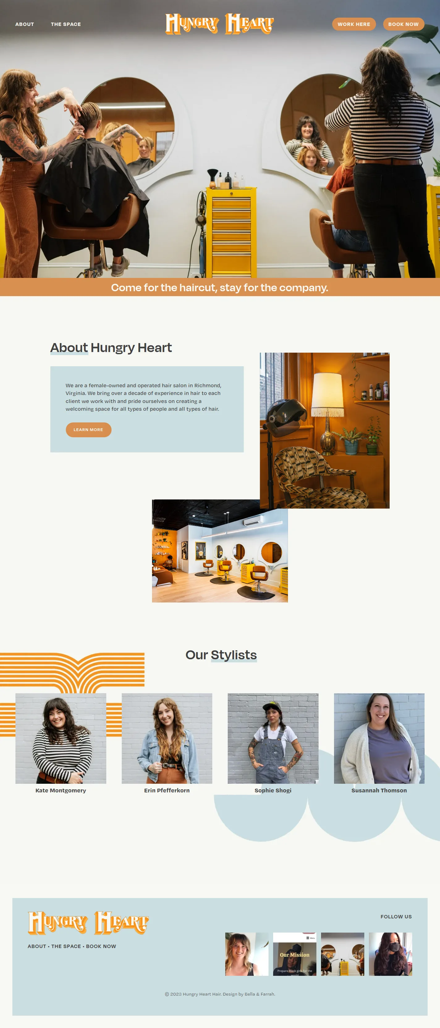 Hungry Heart website design, full page