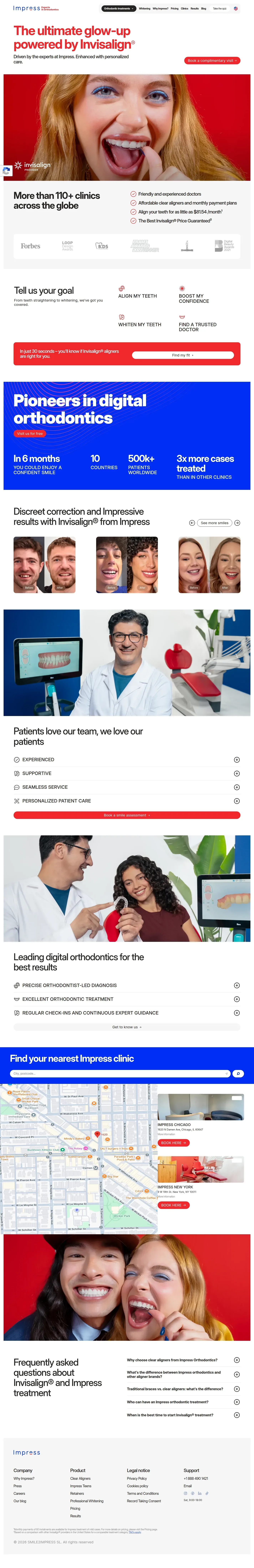 Impress website design, full page