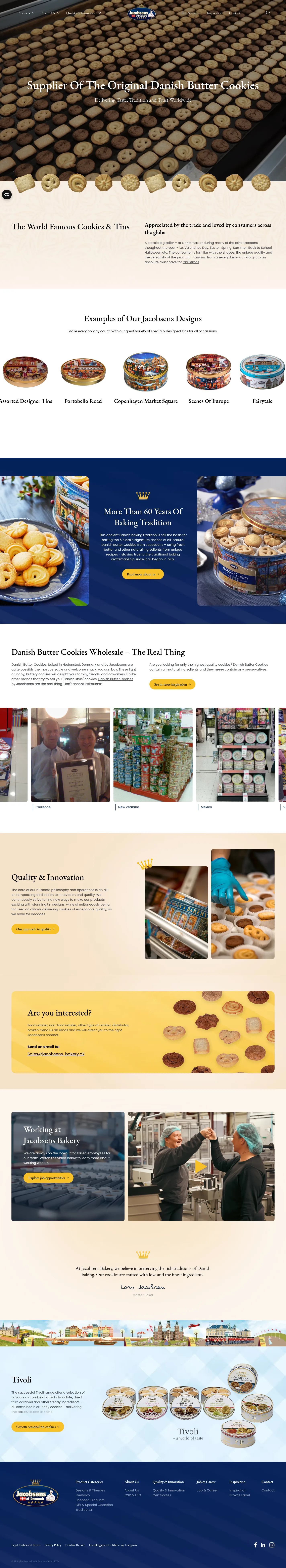 Jacobsens Bakery website design, full page