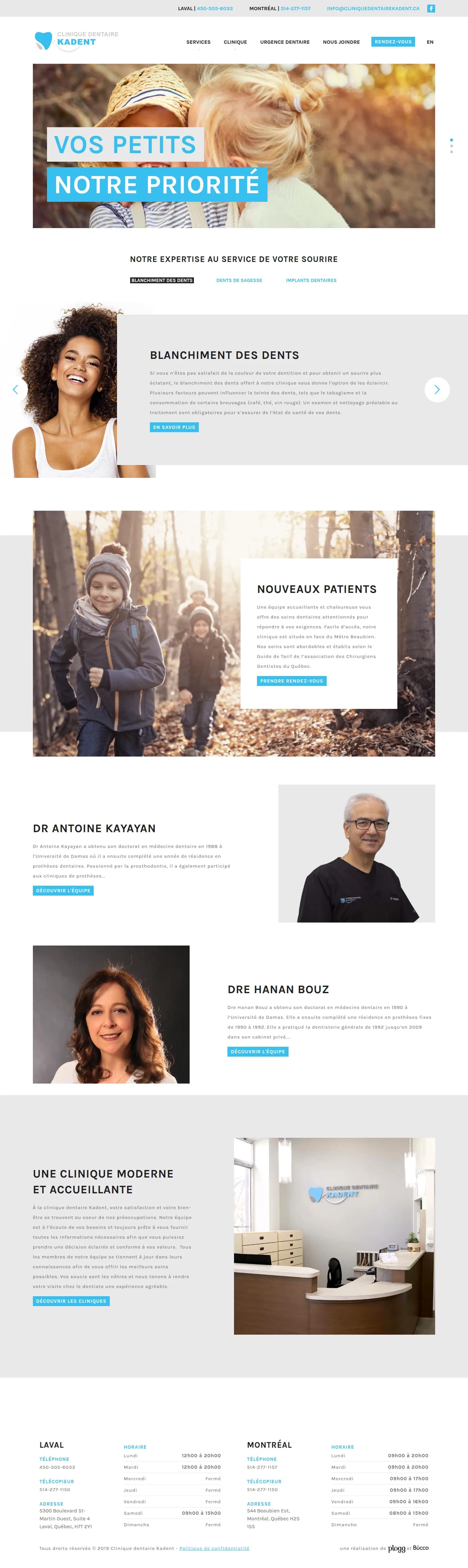 Kadent website design, full page