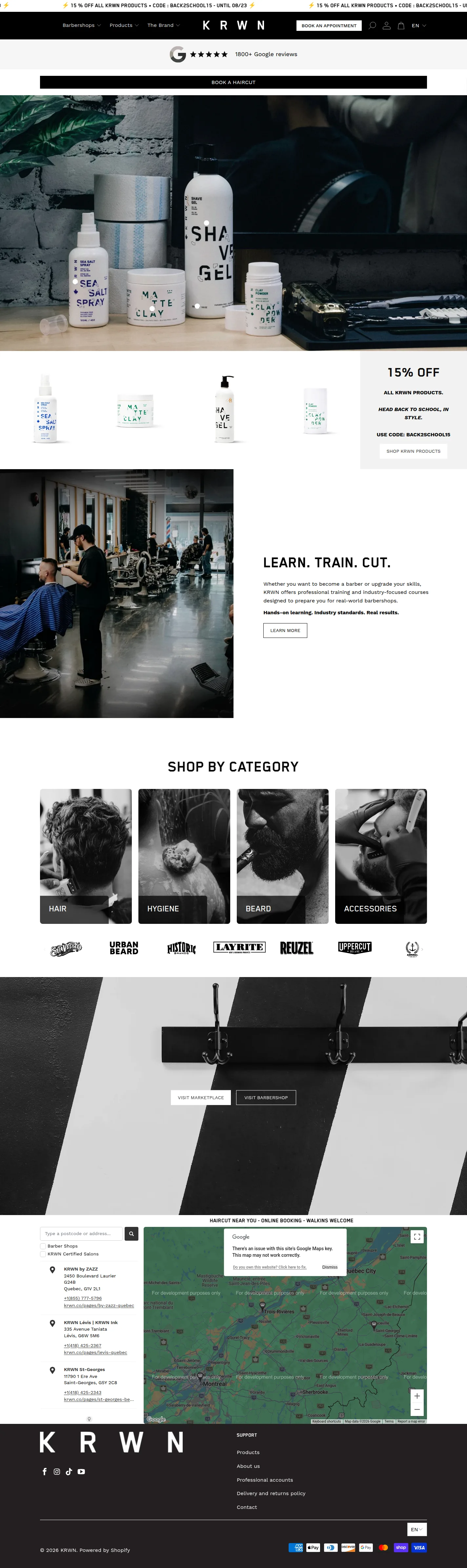 KRWN website design, full page