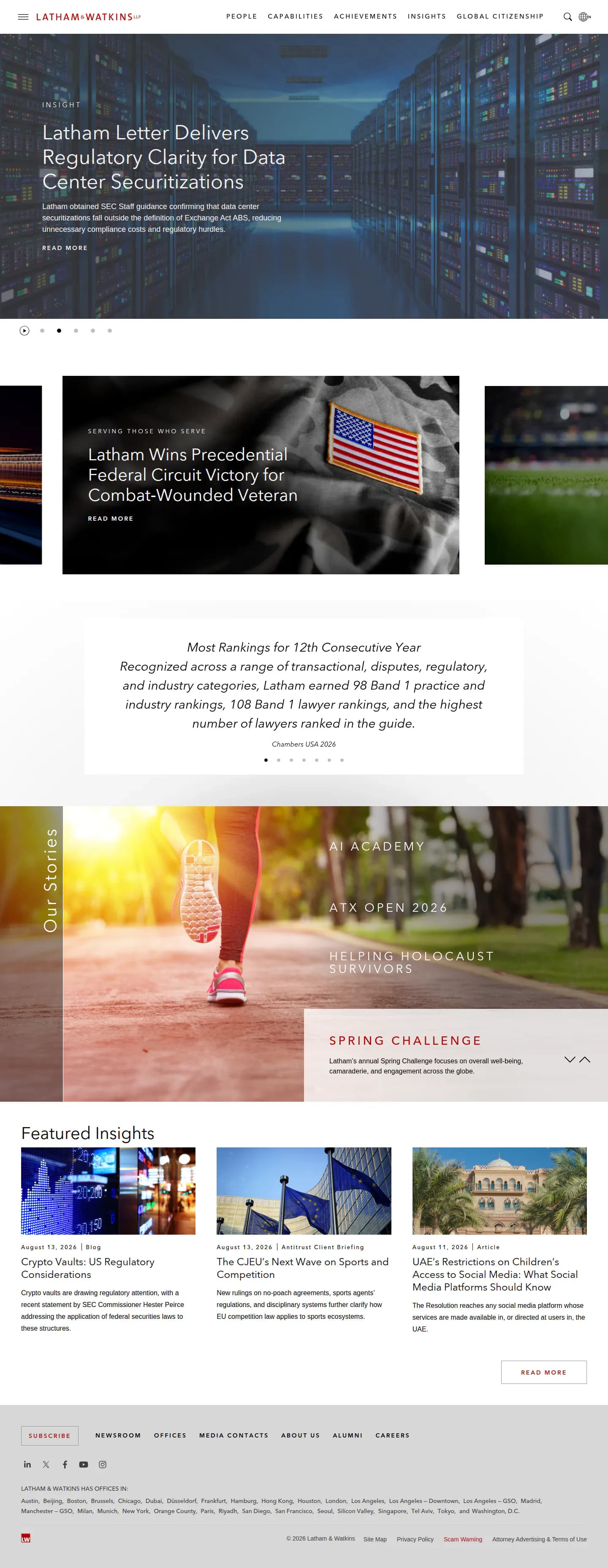 Latham & Watkins website design, full page