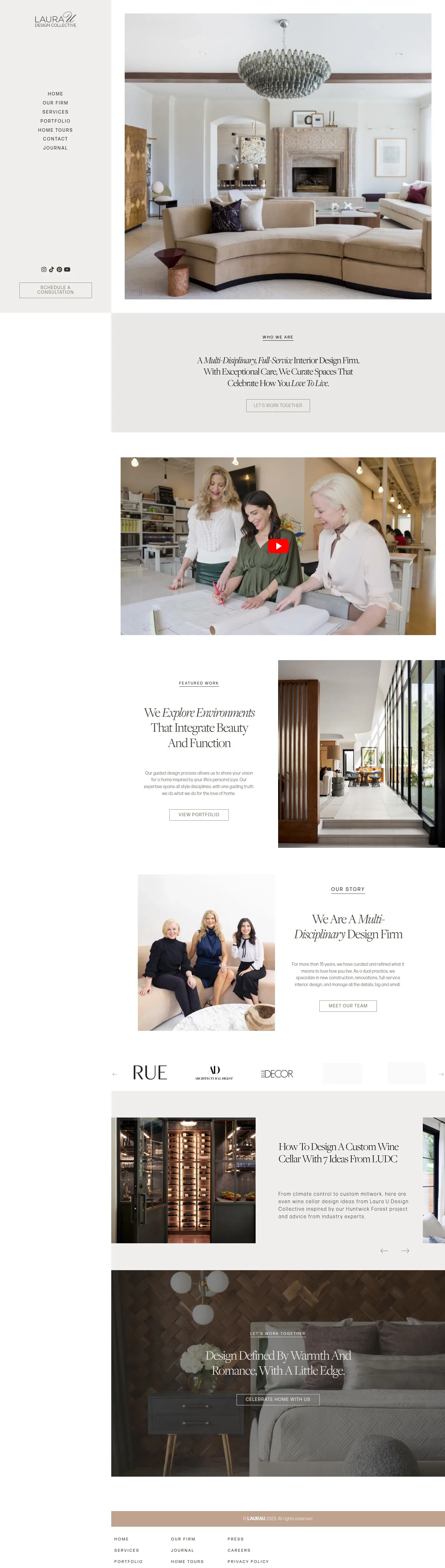 Laura U Design Collective website design, full page