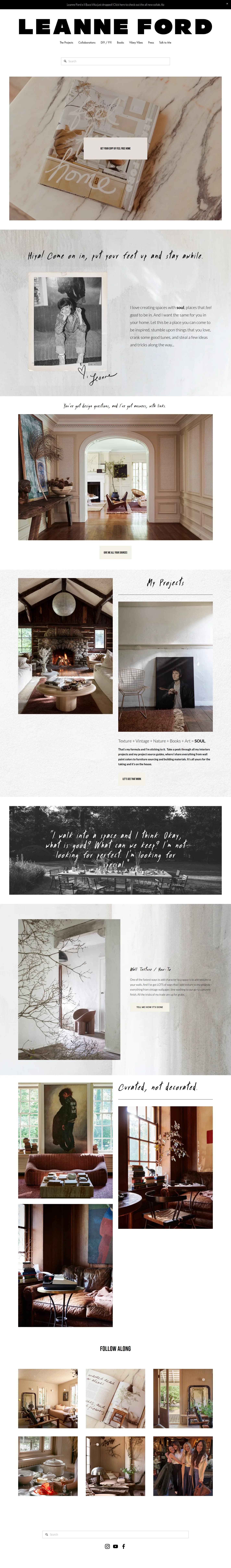 Leanne Ford website design, full page