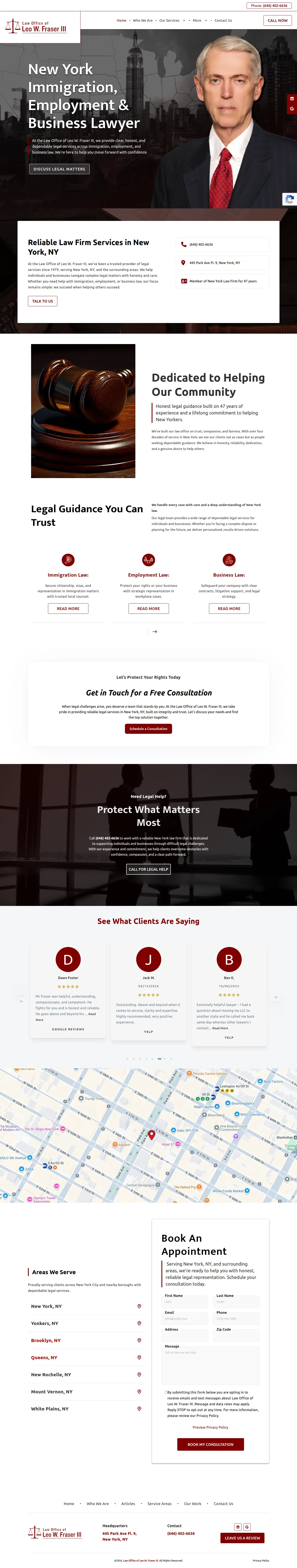 Leo Fraser website design, full page