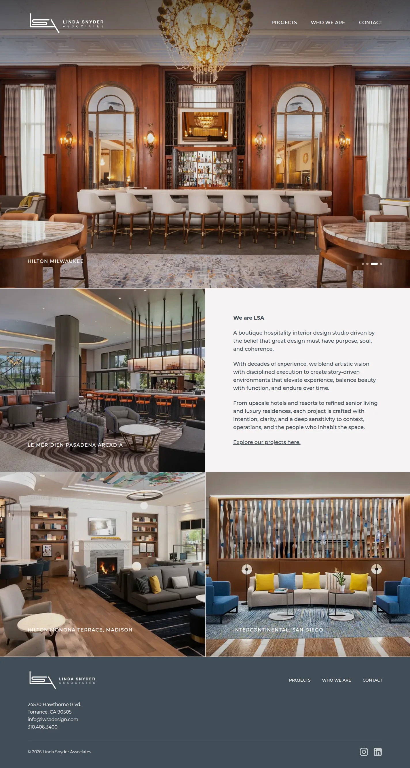 Linda Snyder Associates website design, full page
