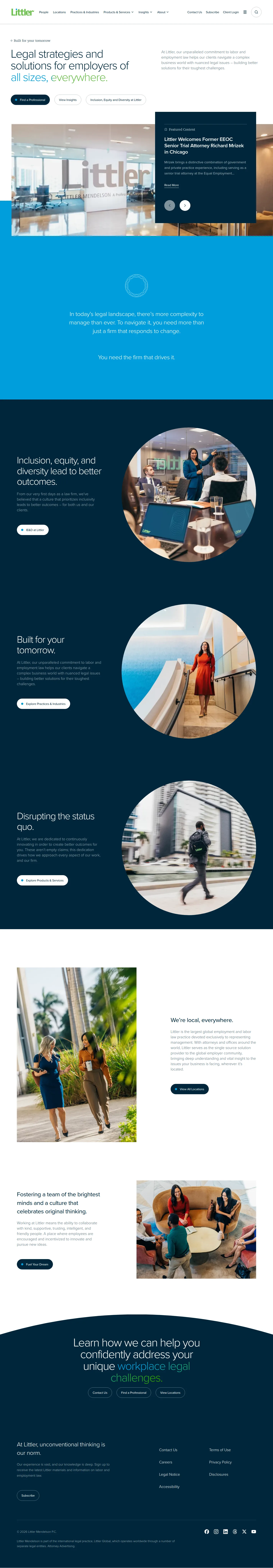 Littler website design, full page