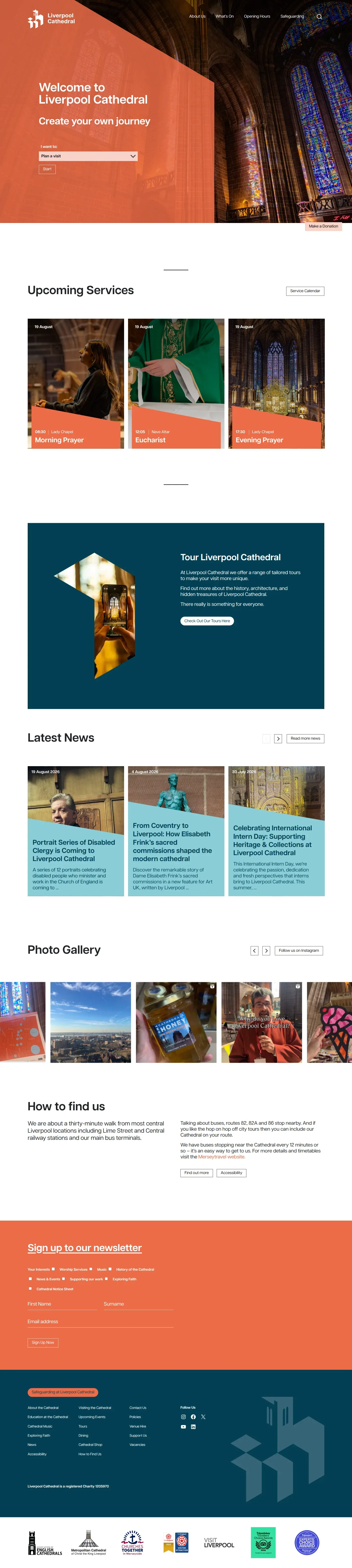 Liverpool Cathedral website design, full page