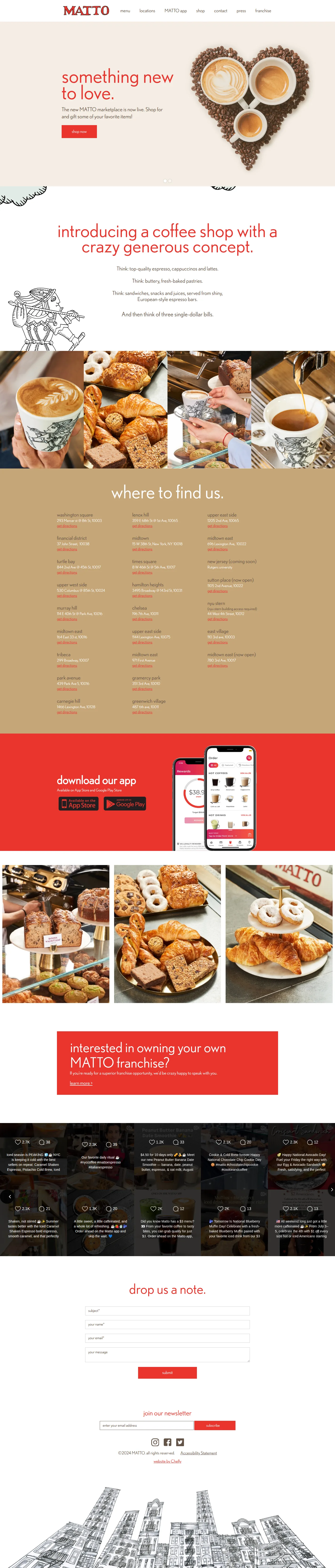 Matto website design, full page