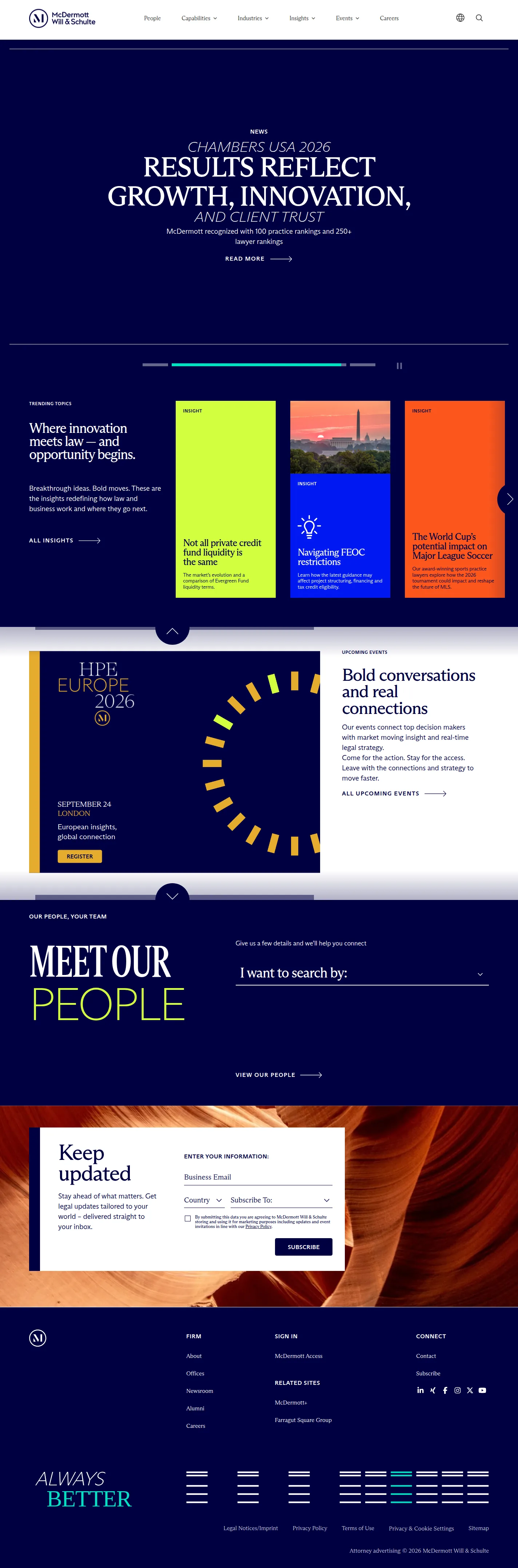 McDermott Will & Schulte website design, full page