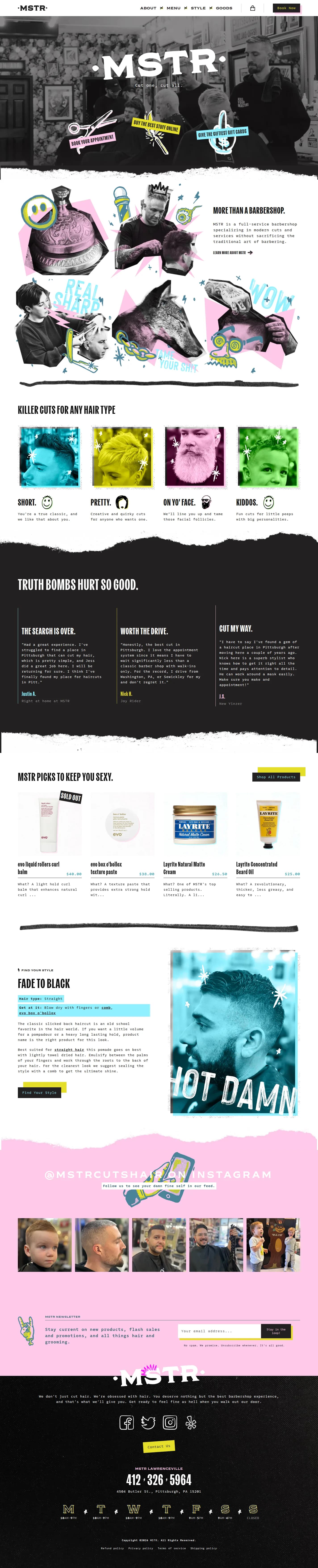 MSTR website design, full page