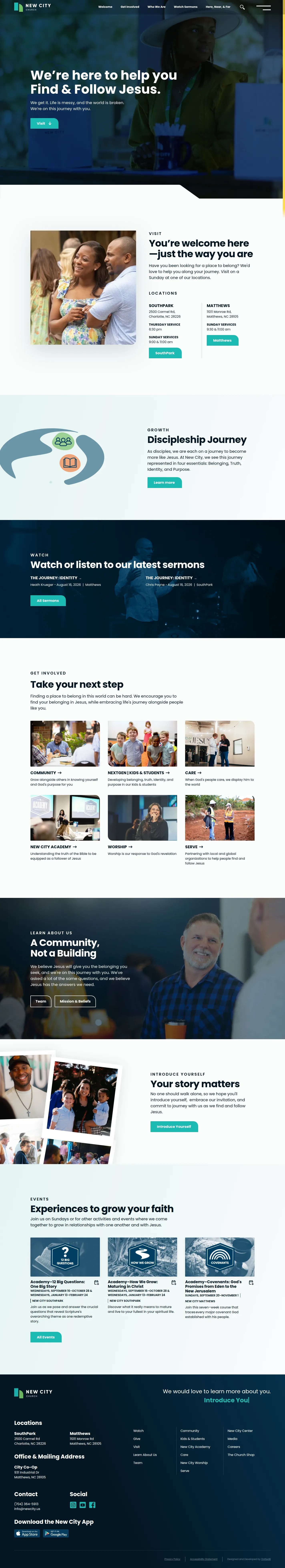New City Church website design, full page