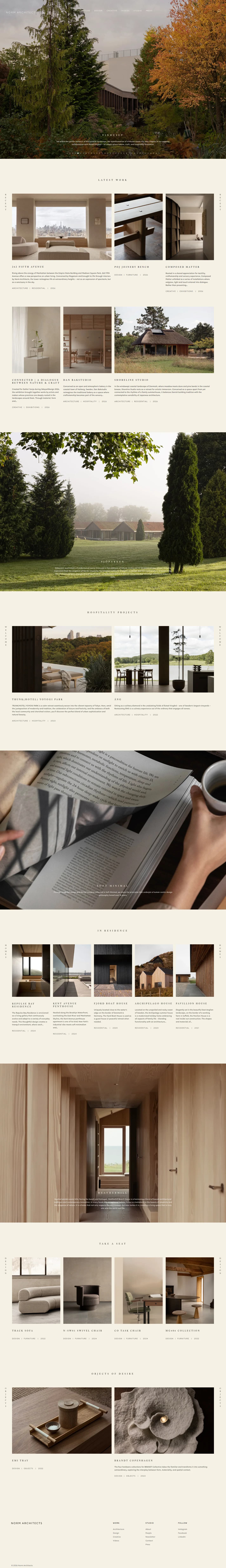 Norm Architects website design, full page