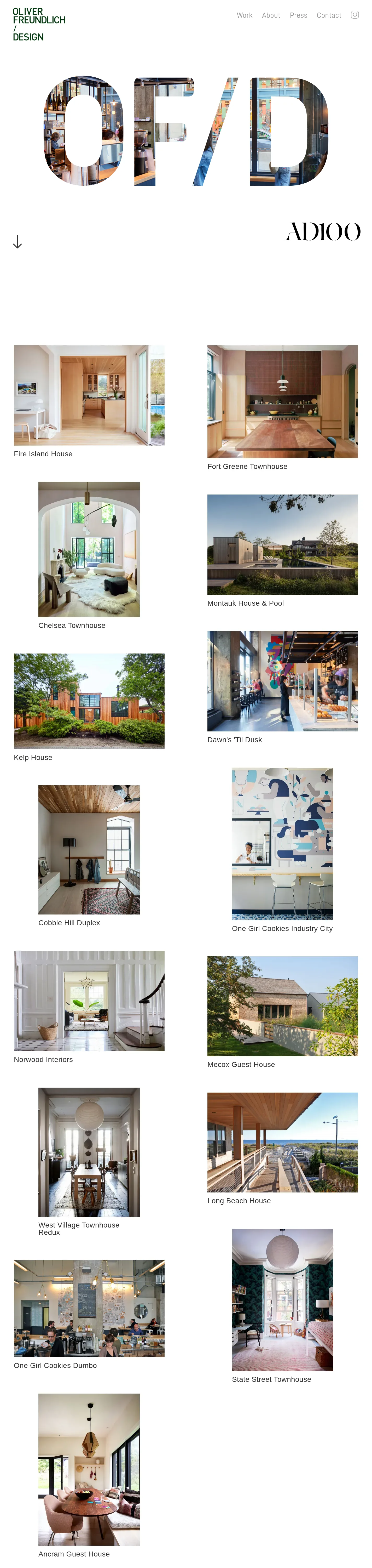Oliver Freundlich Design website design, full page