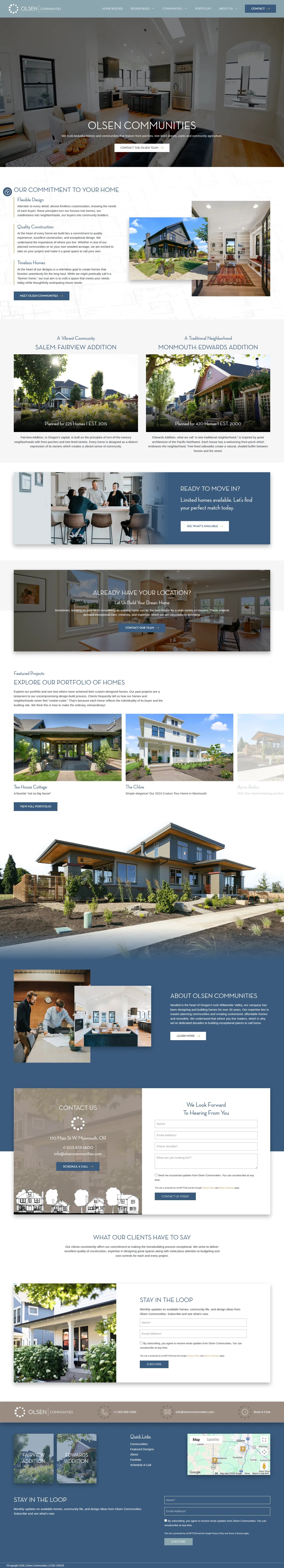 Olsen Communities website design, full page