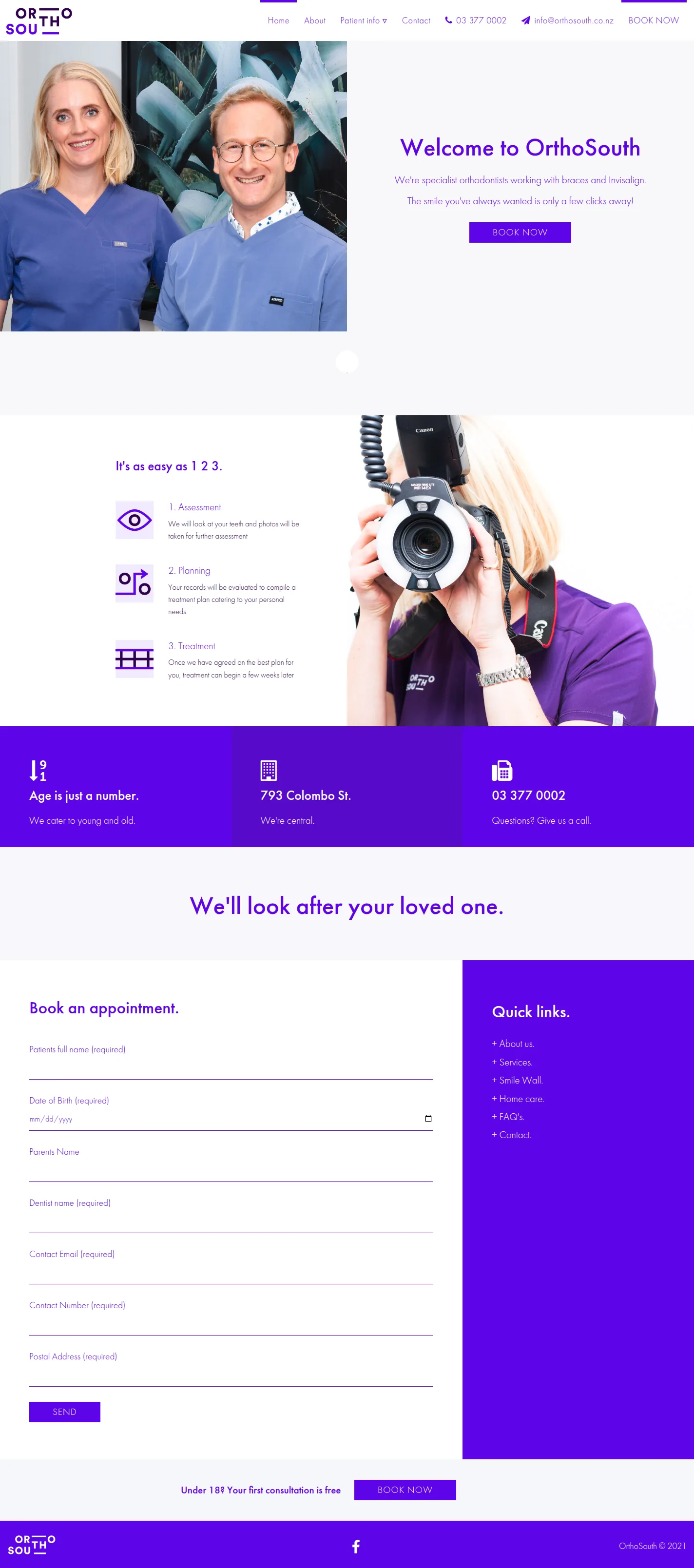 OrthoSouth website design, full page