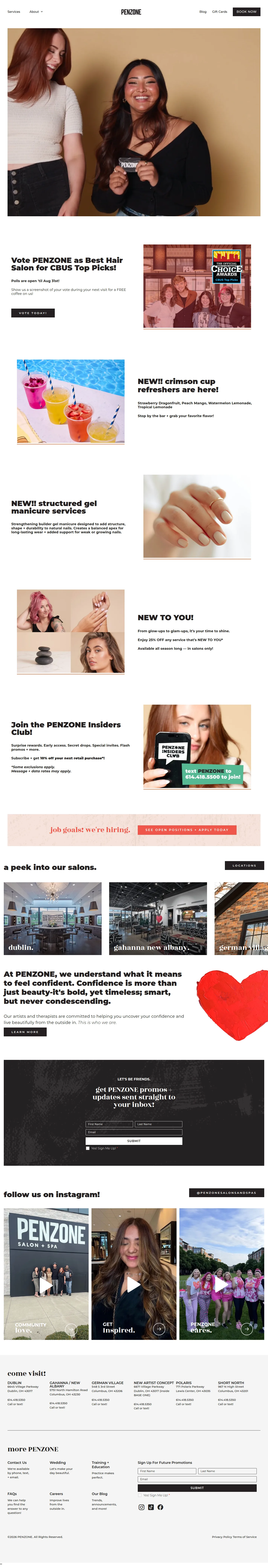 PENZONE website design, full page