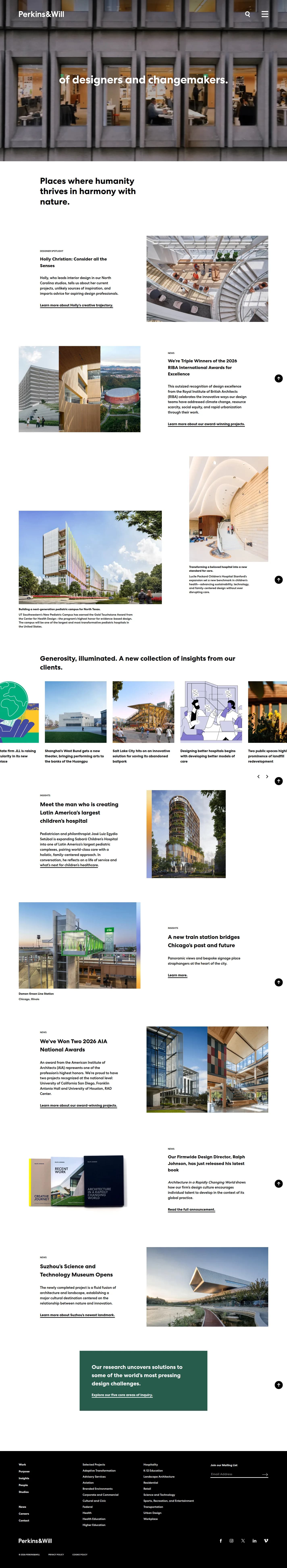 Perkins&Will website design, full page