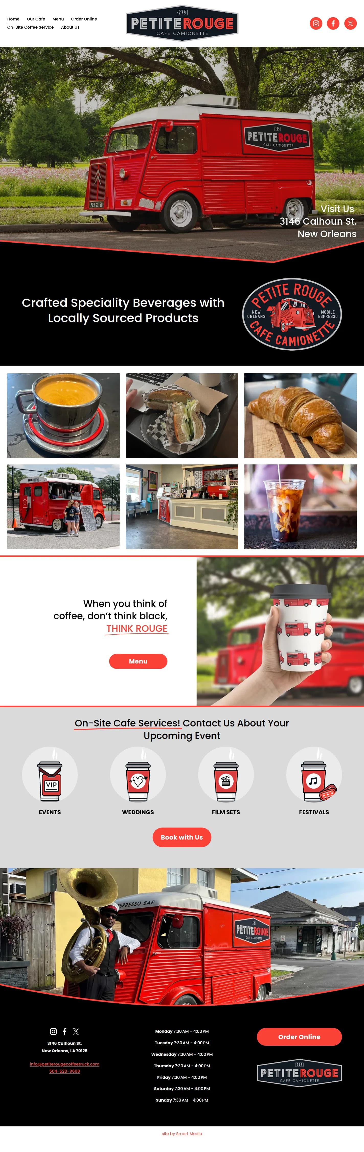 Petite Rouge website design, full page