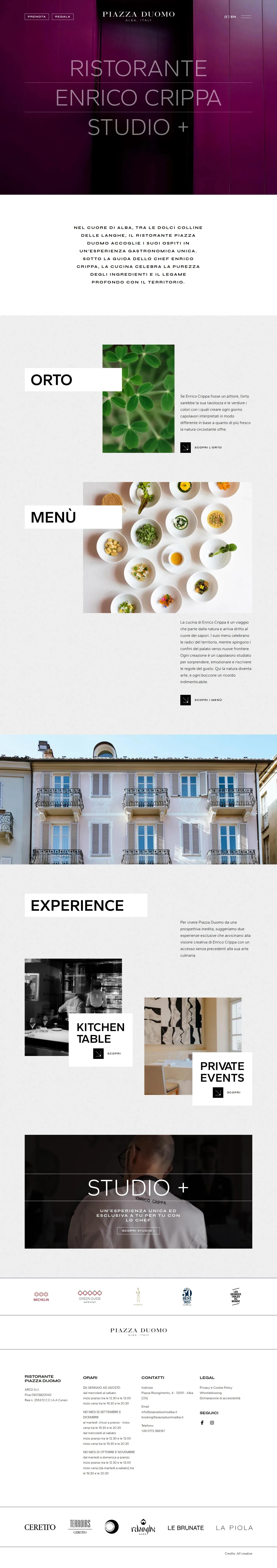 Piazza Duomo website design, full page
