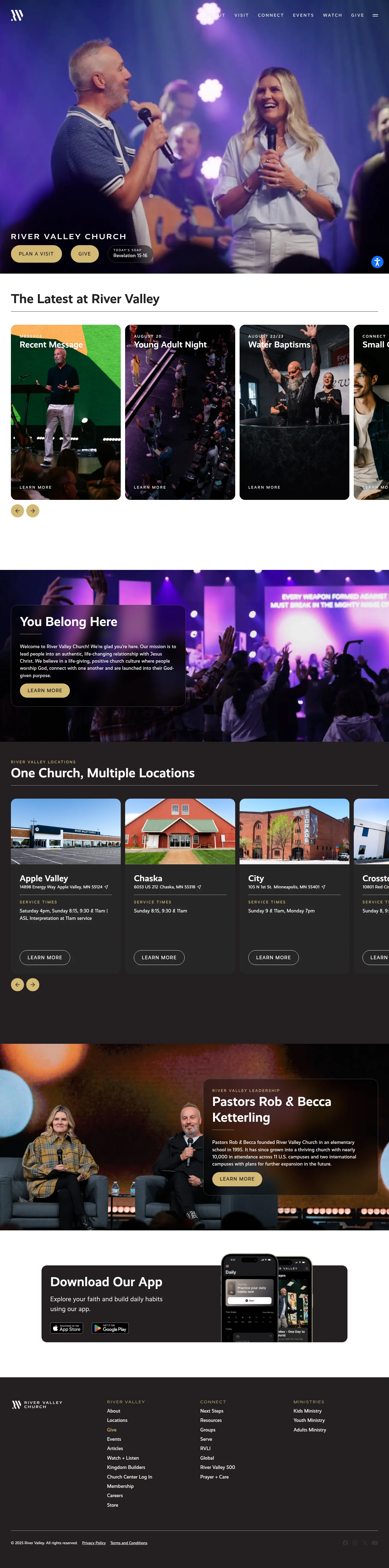 River Valley Church website design, full page