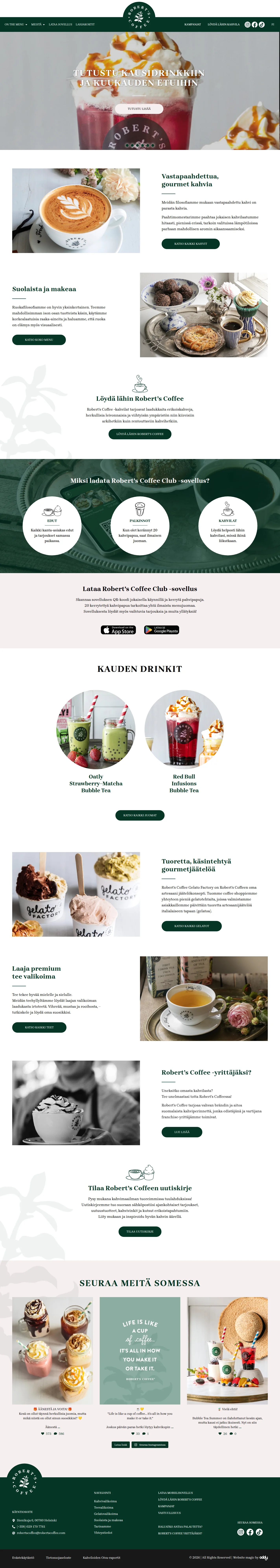 Robert’s Coffee website design, full page