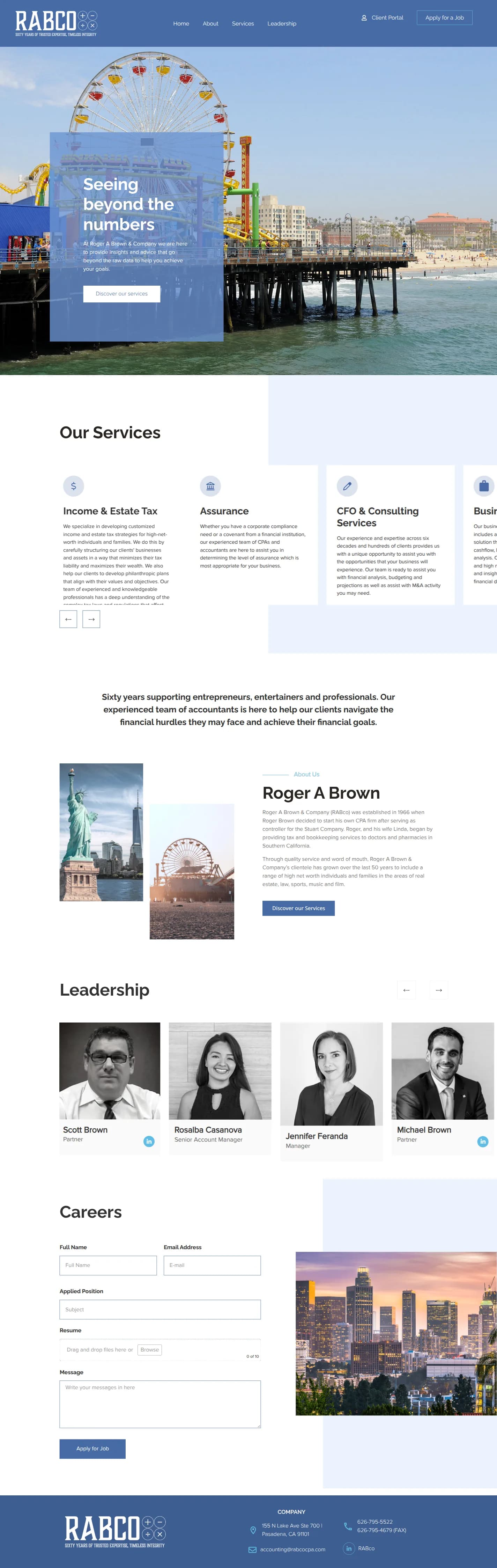 Roger A Brownのウェブサイトデザイン(ページ全体)