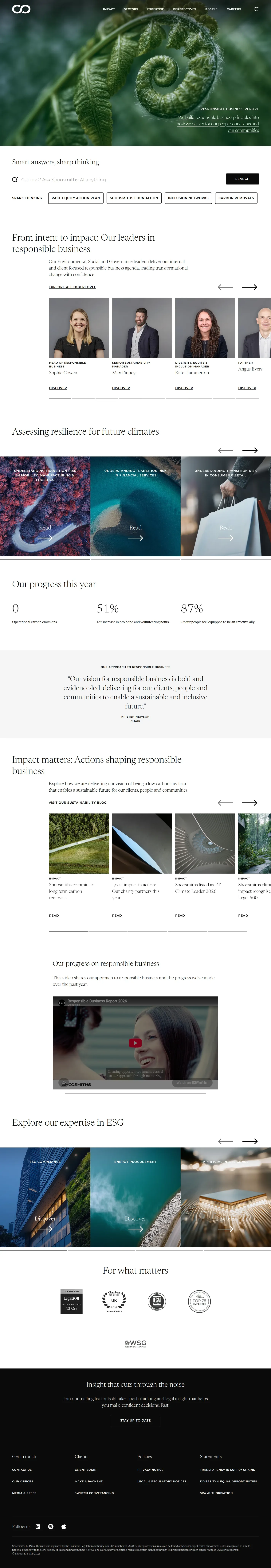 Shoosmiths website design, full page