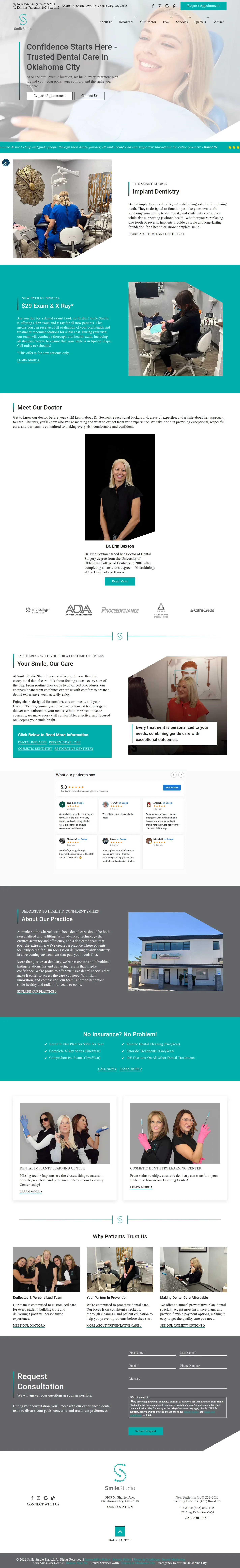 Smile Studio website design, full page