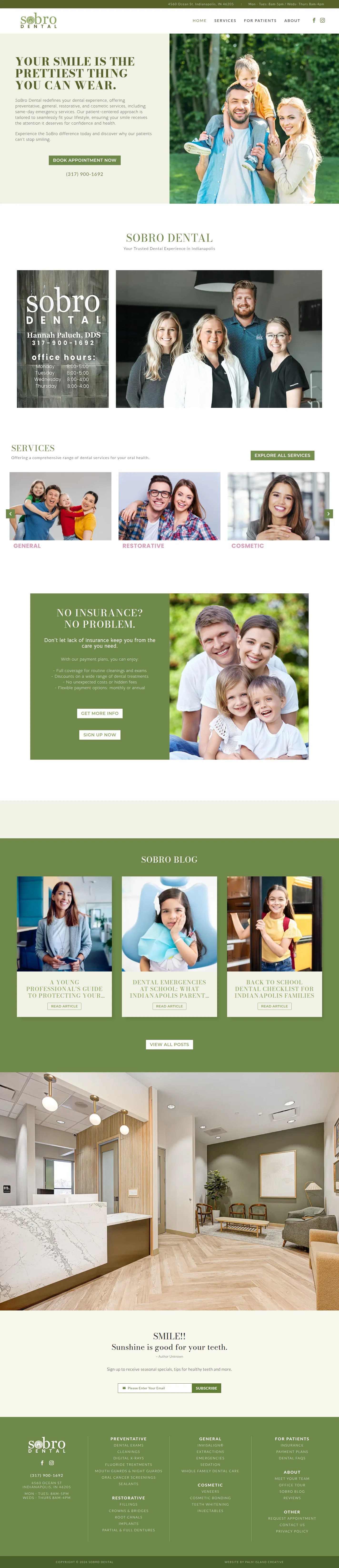 SoBro Dental website design, full page