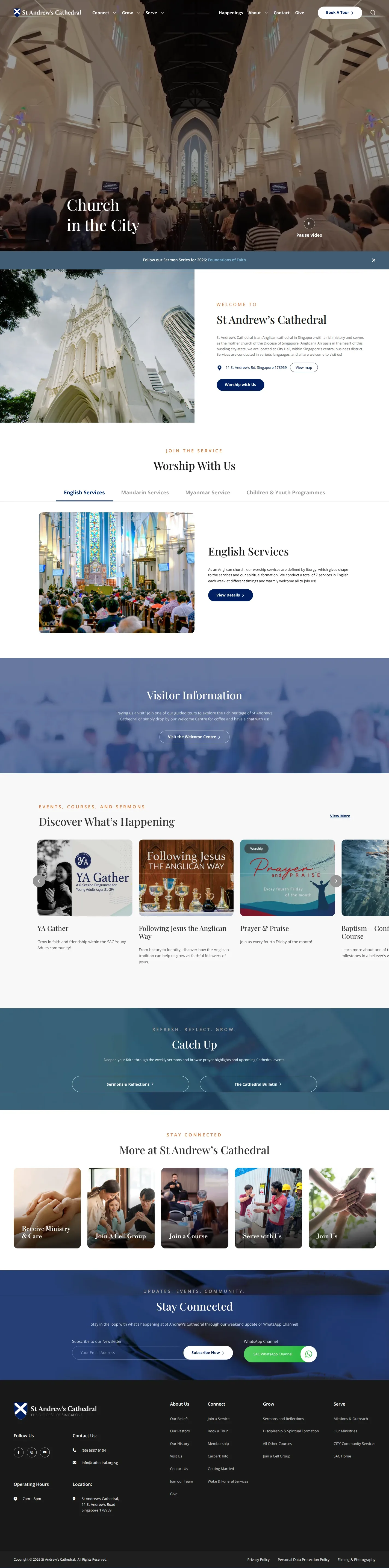 St Andrew’s Cathedral website design, full page