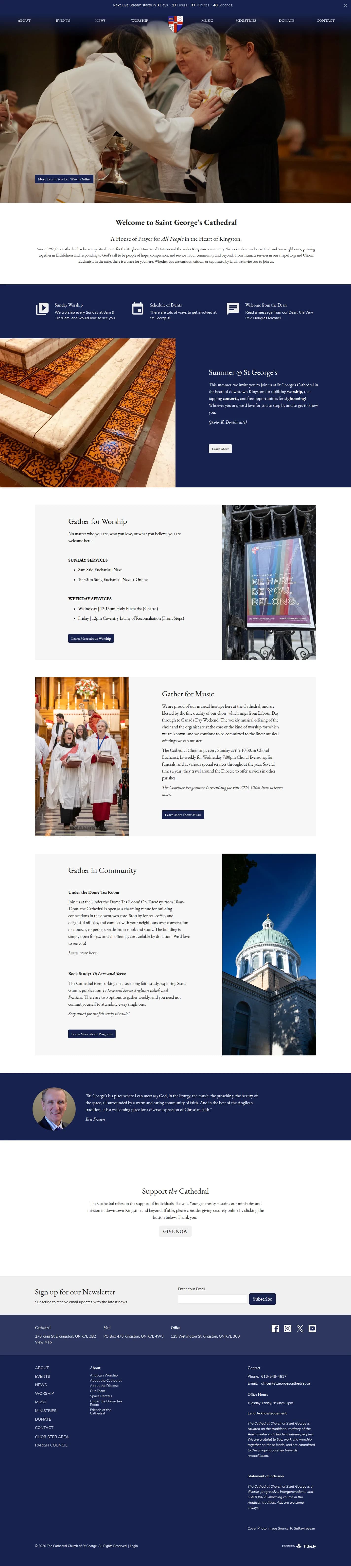 St George's Cathedral website design, full page