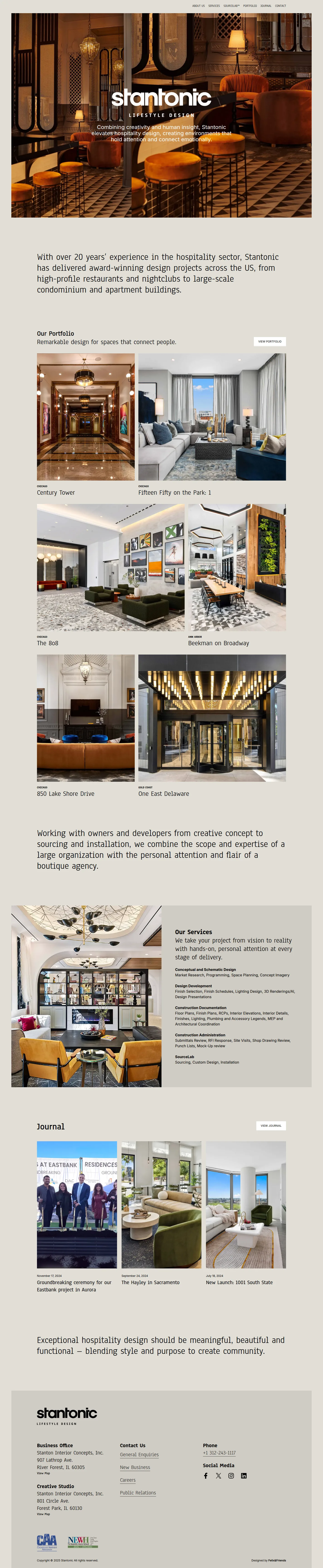 Stantonic website design, full page