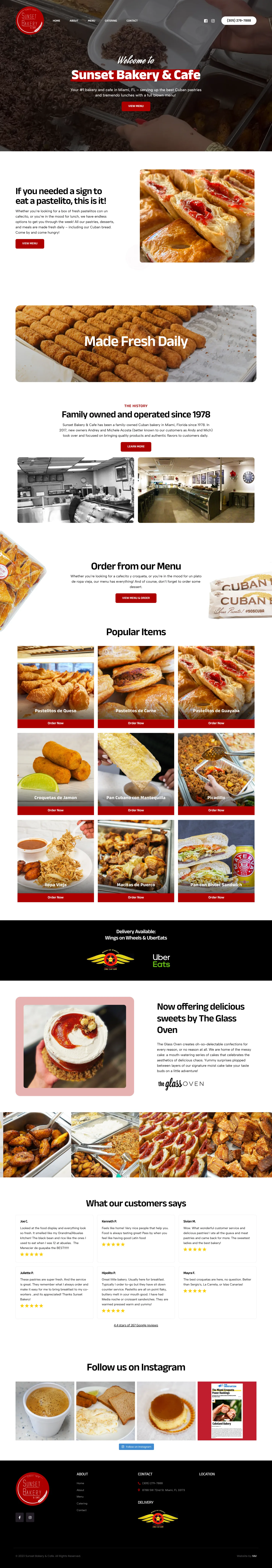 Sunset Bakery & Cafe website design, full page