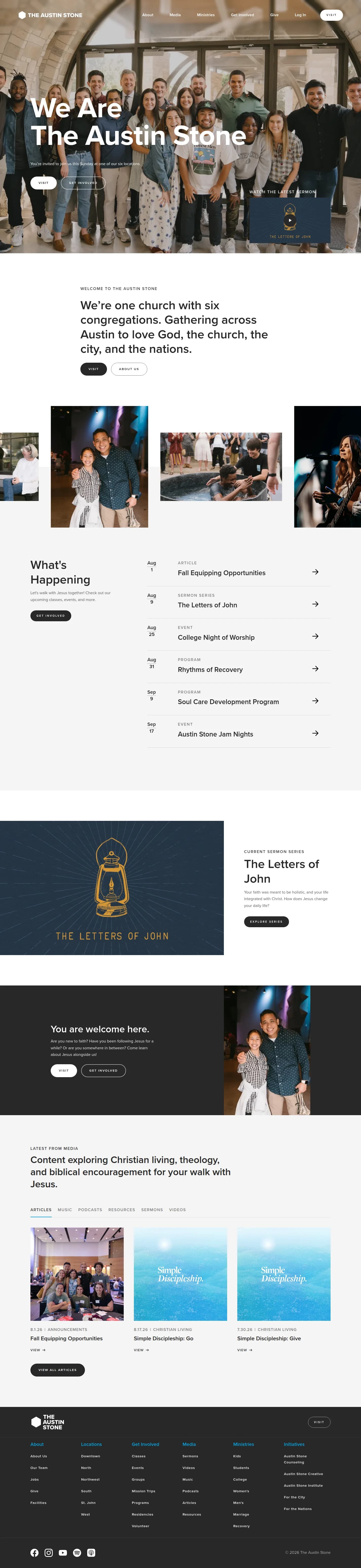 The Austin Stone website design, full page